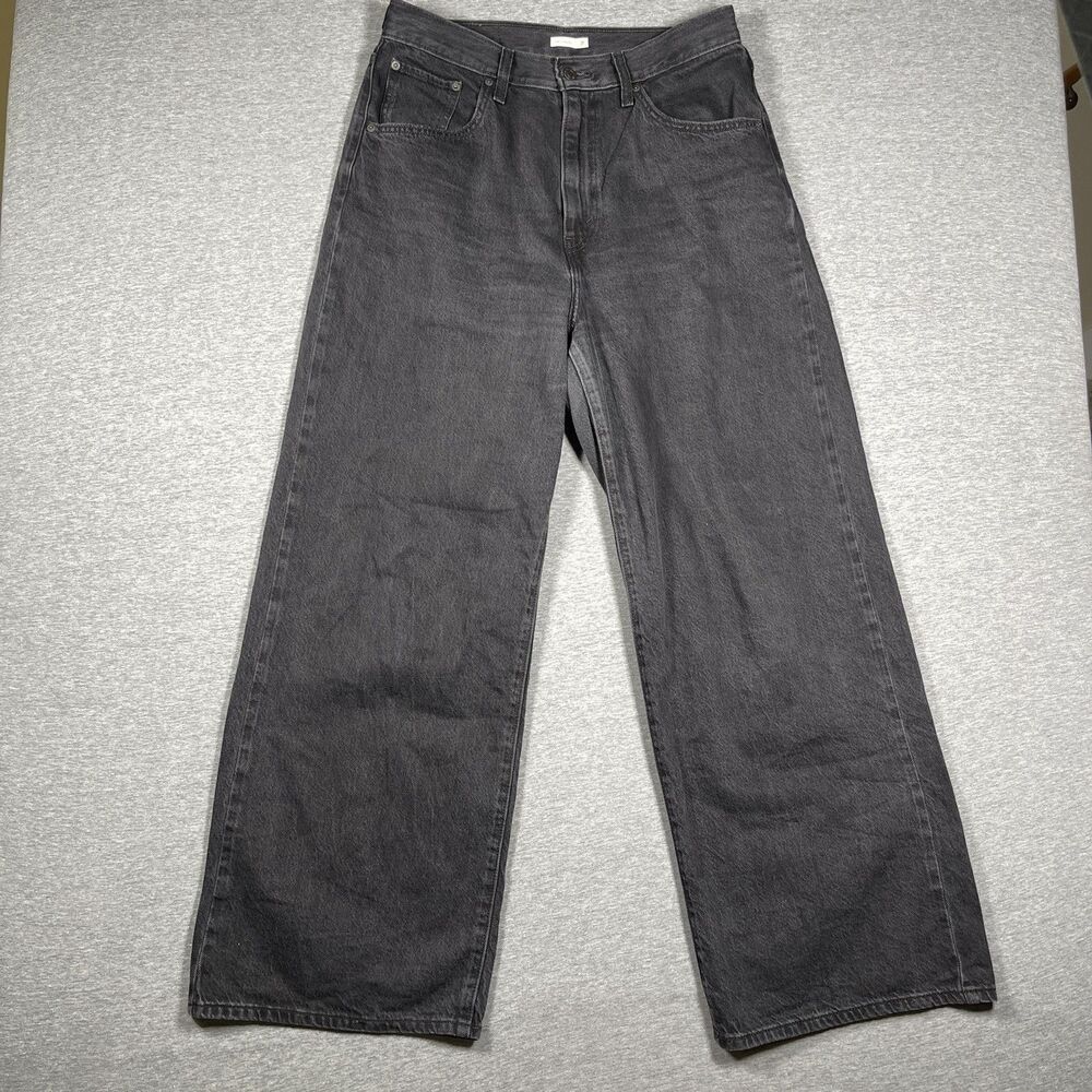Levi's Jeans Womens 31 Black Charcoal Wash Cinch Baggy Wide-Leg Relaxed Y2K